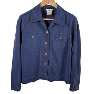 Sigrid Olsen Essentials Blue‎ Button Down Shirt Jacket Size S